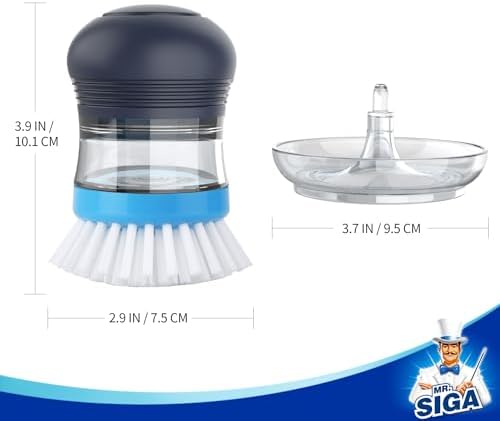 Set de Almacenamiento con Cepillo de Palma Dispensing MR.SIGA, Cepillo de Cocina con Soporte para Limpiar Ollas, Sartenes y Fregadero, 1 Set - imagen 6