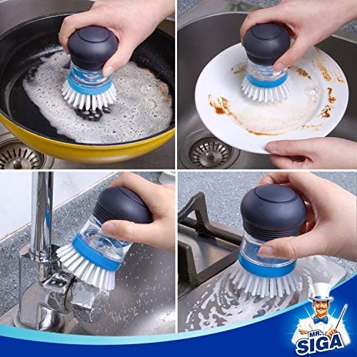 Set de Almacenamiento con Cepillo de Palma Dispensing MR.SIGA, Cepillo de Cocina con Soporte para Limpiar Ollas, Sartenes y Fregadero, 1 Set - imagen 7