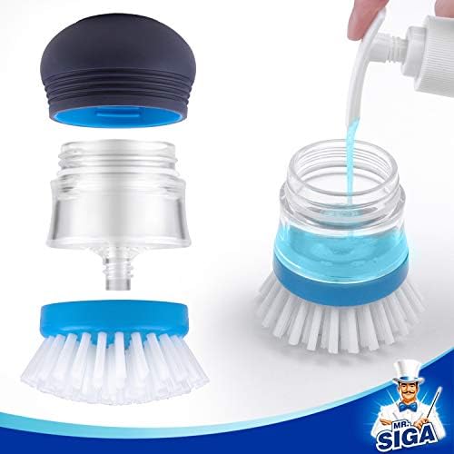 Set de Almacenamiento con Cepillo de Palma Dispensing MR.SIGA, Cepillo de Cocina con Soporte para Limpiar Ollas, Sartenes y Fregadero, 1 Set - imagen 8