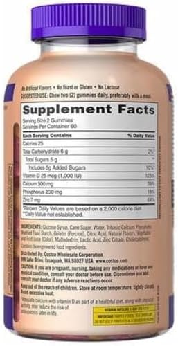 Gomitas Masticables de Calcio con Vitamina D3 para Adultos Kirkland Signature, 120 piezas por botella - imagen 4