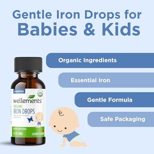 Wellements Gotas de Hierro Orgánicas para Bebés (1 Fl Oz) - Suplemento de Hierro Líquido con Sabor a Cereza - Apoyo al Crecimiento y Desarrollo (4 - imagen 5