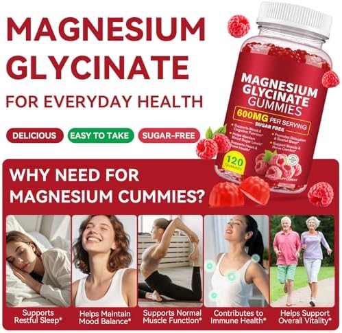 Gomitas de Magnesio Glycinate 600mg para Adultos, 120 Piezas, Apoya la Relajación, Sin Azúcar, No GMO - imagen 2