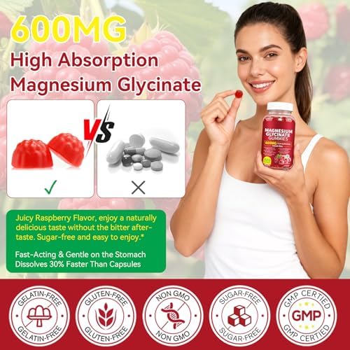 Gomitas de Magnesio Glycinate 600mg para Adultos, 120 Piezas, Apoya la Relajación, Sin Azúcar, No GMO - imagen 6