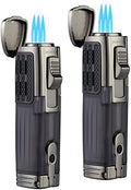 Encendedor de Cigarros TOMOLO Triple Jet Flame, Recargable con Butano y Punch para Cigarros, Paquete de 2, Color Carbón - imagen 1