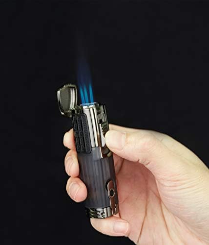 Encendedor de Cigarros TOMOLO Triple Jet Flame, Recargable con Butano y Punch para Cigarros, Paquete de 2, Color Carbón - imagen 5