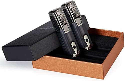 Encendedor de Cigarros TOMOLO Triple Jet Flame, Recargable con Butano y Punch para Cigarros, Paquete de 2, Color Carbón - imagen 6