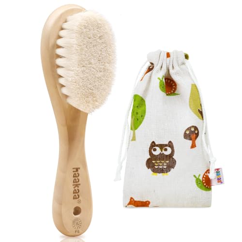 Cepillo de Madera Haakaa para Bebés y Niños Pequeños, Cerdas de Lana Suaves, Ideal para Costra Láctea, Regalo Perfecto para Baby Registry, Incluye - imagen 1