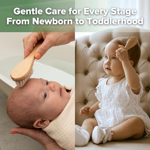 Cepillo de Madera Haakaa para Bebés y Niños Pequeños, Cerdas de Lana Suaves, Ideal para Costra Láctea, Regalo Perfecto para Baby Registry, Incluye - imagen 6