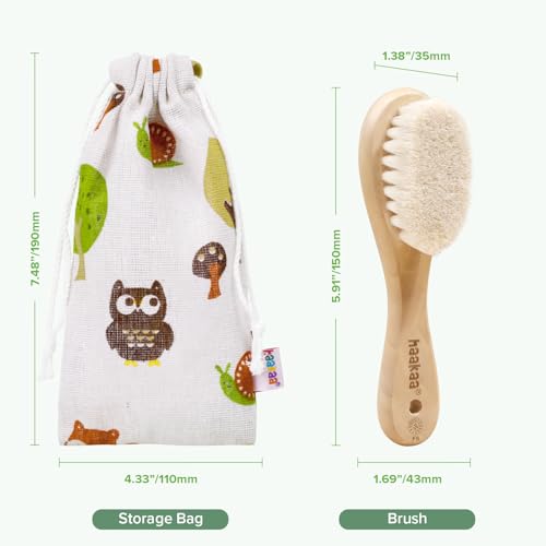 Cepillo de Madera Haakaa para Bebés y Niños Pequeños, Cerdas de Lana Suaves, Ideal para Costra Láctea, Regalo Perfecto para Baby Registry, Incluye - imagen 8