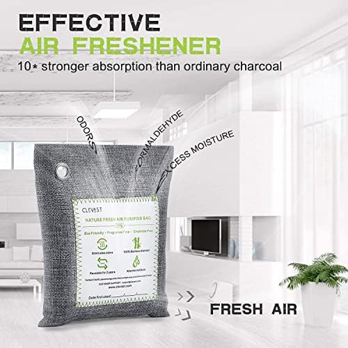 Bolsas Purificadoras de Aire CLEVAST de Carbón de Bambú - (Grande, 4×200g), Elimina Olores y Humedad, Purificador Natural para Hogar, Auto, Mascotas, - imagen 3