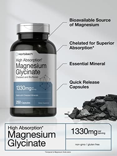 Horbaach Magnesio Glicinato 1330mg | 250 Cápsulas | Suplemento No GMO y Libre de Gluten | 240 mg por Porción | Minerales Quelados - imagen 3