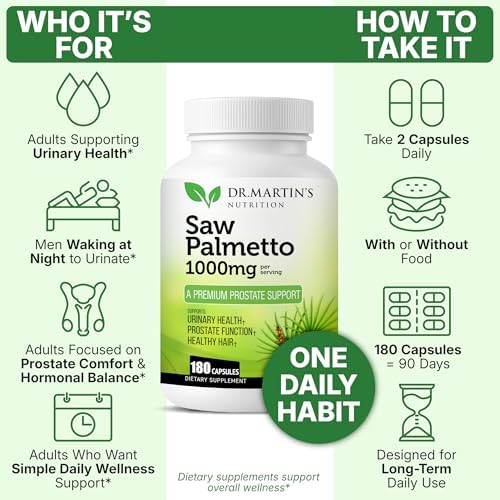 Saw Palmetto Crecido en EE. UU. | Suplemento para la Salud Prostática de 180 Cápsulas | Crecimiento Capilar para Hombres y Mujeres | Apoyo para - imagen 6