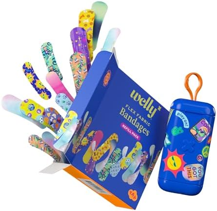 Welly Clip N' Go Lata y Paquete de Recarga | Bandas Adhesivas de Tela Flexible | Formas y Patrones Variados para Cortes y Raspones - 100 Piezas - imagen 3