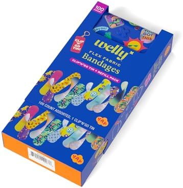 Welly Clip N' Go Lata y Paquete de Recarga | Bandas Adhesivas de Tela Flexible | Formas y Patrones Variados para Cortes y Raspones - 100 Piezas - imagen 5