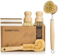 Set de 6 Cepillos de Bambú DEBETOOL con Esponja de Coco - Cepillo de Madera con Fibra de Sisal y Palma para Limpiar Platos, Ollas, Botellas y Verduras - imagen 1