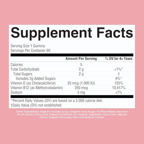 Gomitas Orgánicas de Vitamina D3 + B12 MARYRUTH'S para Niños de 4 Años en Adelante | Salud Ósea | Apoyo Inmunológico | Metabolismo Energético | - imagen 8
