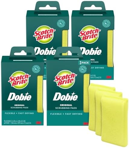 Paquete de 4 de 3M Scotch-Brite Dobie, Esponjas Multiusos, 3 Piezas por Paquete, Total 12 Esponjas - imagen 1