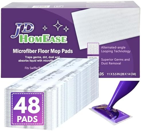 Packs de 48 Almohadillas de Microfibra Premium JD HOMEASE para Swiffer WetJet - Súper Absorbentes, Sin Pelusa, Duraderas - 11x5.5, Perfectas para - imagen 1