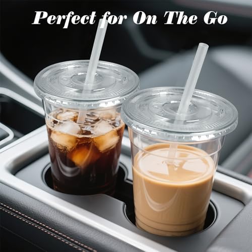 Paquete de 50 Vasos Plásticos Transparentes de 20 oz para Café Helado con Tapas y Popotes, Desechables para Bebidas Frías y Smoothies - imagen 4