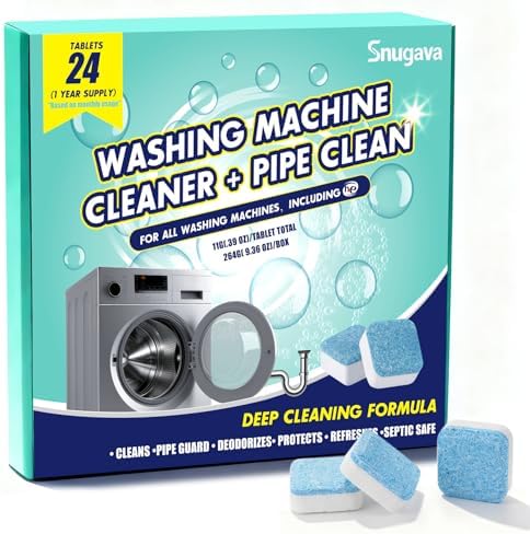 Tabletas Limpiadoras y Desodorantes para Lavadoras: Paquete de 24 Pods Ecológicos para Desincrustar y Limpiar Profundamente, Seguros para Fosas - imagen 1