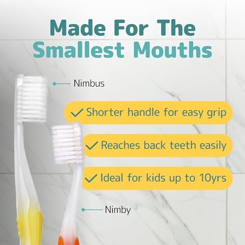 Cepillos de Dientes Extra Suaves NIMBUS NIMBY para Niños, Diseño Periodontista, Remueve Placa, Viaje, 4 Piezas, Colores Variados - imagen 3