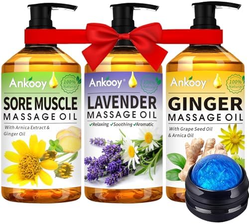 Paquete de 3 Aceites de Masaje para Terapia, Aceite de Árnica para Músculos Adoloridos, Aceite Relajante de Lavanda y Aceite de Jengibre, Regalo para - imagen 1