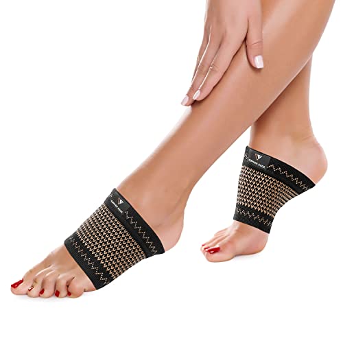 Soporte Arco de Cobre para Fascitis Plantar. 2 Medias/Sleeves de Compresión para Hombres y Mujeres. Ayuda para el Dolor en los Pies (Cobre) - imagen 1