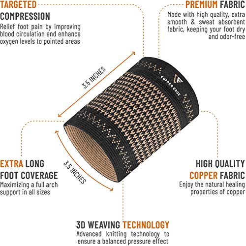 Soporte Arco de Cobre para Fascitis Plantar. 2 Medias/Sleeves de Compresión para Hombres y Mujeres. Ayuda para el Dolor en los Pies (Cobre) - imagen 3