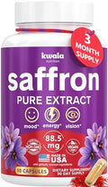 Suplementos de Azafrán Kwala Nutrition para el Ánimo y la Concentración | 88.5mg Extracto Puro de Azafrán | Hecho en EE. UU. | Suministro para 3 - imagen 1