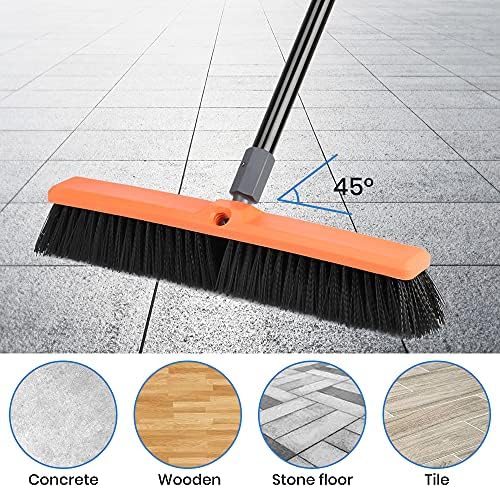 Escoba de empuje TreeLen de 18 pulgadas - Escoba resistente para limpiar entradas, aceras, patios y decks, elimina tierra, escombros, arena, lodo, - imagen 2