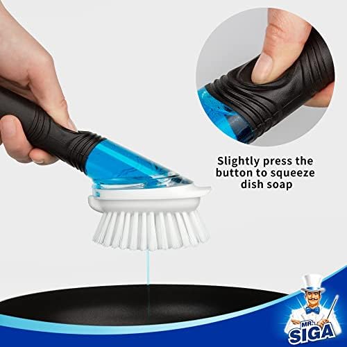 Set de Cepillos para Fregar con Dispensador de Jabón MR.SIGA, Incluye Soporte para Limpieza de Olla, Sartén y Fregadero - imagen 3
