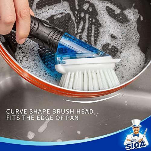 Set de Cepillos para Fregar con Dispensador de Jabón MR.SIGA, Incluye Soporte para Limpieza de Olla, Sartén y Fregadero - imagen 5