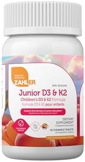 Zahler Junior D3 & K2 - Apoyo Óseo e Inmunológico para Niños - Vitaminas D3 y K2 para Densidad Ósea y Absorción de Calcio - Sin OGM y Sin Gluten - - imagen 1