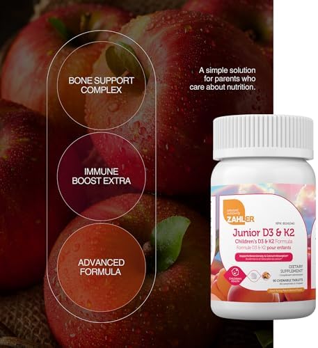 Zahler Junior D3 & K2 - Apoyo Óseo e Inmunológico para Niños - Vitaminas D3 y K2 para Densidad Ósea y Absorción de Calcio - Sin OGM y Sin Gluten - - imagen 2