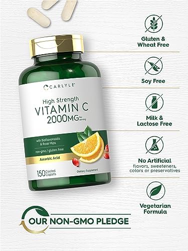 Carlyle Vitamina C 2000mg con Rosa Mosqueta | 150 Tabletas | Suplemento Vegetariano, Sin OGM, Libre de Gluten - imagen 4