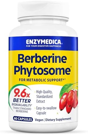 Suplemento Enzymedica Berberina Phytosome de Alta Absorción - Cápsulas Berbevis para Hombres y Mujeres, Fórmula Bioavailable, Apoyo Metabólico - imagen 1