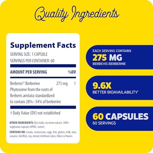 Suplemento Enzymedica Berberina Phytosome de Alta Absorción - Cápsulas Berbevis para Hombres y Mujeres, Fórmula Bioavailable, Apoyo Metabólico - imagen 2