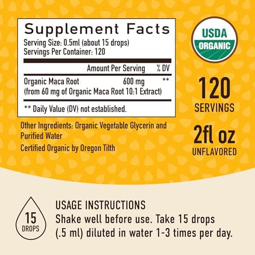 Gotas Líquidas de Raíz de Maca para Energía Orgánica para Hombres y Mujeres | 2 Onzas Líquidas | Apoya el Equilibrio Hormonal, Ánimo, Energía y - imagen 6