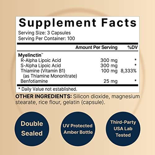 NatureBell Complejo de Ácido Alfa Lipoico, 600mg, 300 Cápsulas | Fórmula 4 en 1 con R-ALA, S-ALA, Tiamina y Benfotiamina | Alta Absorción y Soporte - imagen 2