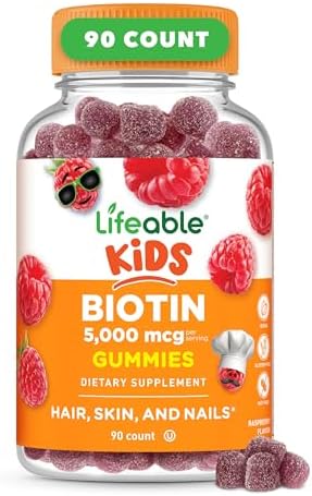 Gomitas de Biotina Lifeable para Niños | 5,000mcg | Suplemento Vegano y No GMO para el Cabello, Piel y Uñas | 90 Gomitas con Sabor Natural - imagen 1