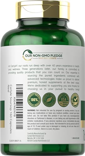 Hojas de Soursop Carlyle | 160 Cápsulas | Hierba Tradicional | Suplemento Sin OGM y Sin Gluten - imagen 3