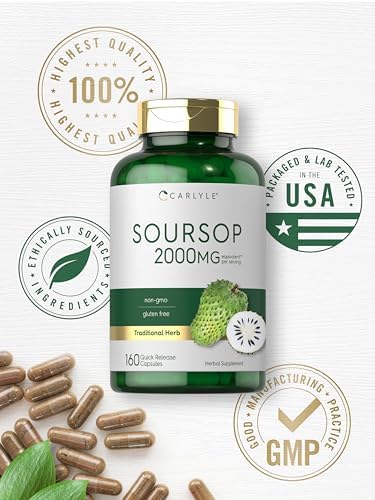 Hojas de Soursop Carlyle | 160 Cápsulas | Hierba Tradicional | Suplemento Sin OGM y Sin Gluten - imagen 6