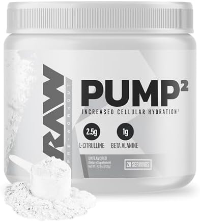 RAW Pump2 Pre Workout | Suplemento Pre Entrenamiento Glicerol Pump, Mejora la Hidratación y Aumenta Energía | Sin Sabor (20 Porciones) - imagen 1