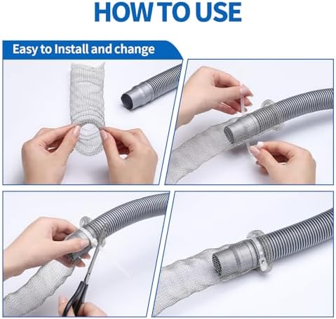 Trampas de pelusa de acero inoxidable para lavadora - 40 piezas con malla y 40 sujetadores de cable para filtro de manguera de lavandería - imagen 6