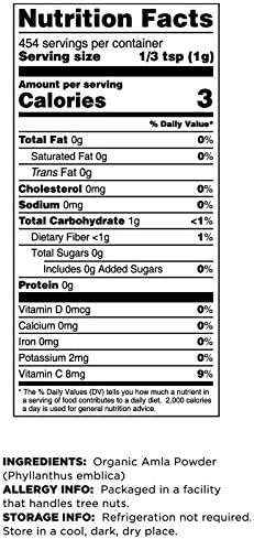 Terrasoul Superfoods Polvo de Amla Orgánico (Amalaki) de 16 Oz - Rico en Antioxidantes y Vitamina C | Apoya el Sistema Inmunológico - imagen 4