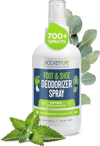 Rocket Pure Desodorante Natural para Pies y Zapatos, Eliminador de Olores con Aceites Esenciales, Menta, 4 fl oz (Paquete de 1) - imagen 1