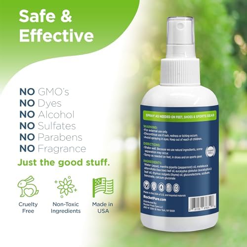 Rocket Pure Desodorante Natural para Pies y Zapatos, Eliminador de Olores con Aceites Esenciales, Menta, 4 fl oz (Paquete de 1) - imagen 7