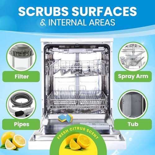 Tabletas Limpiadoras y Desodorantes para Lavavajillas – Paquete de 24 (Suministro para 12 Meses) Pods Desincrustantes, Elimina Sarro, Agua Dura, - imagen 2