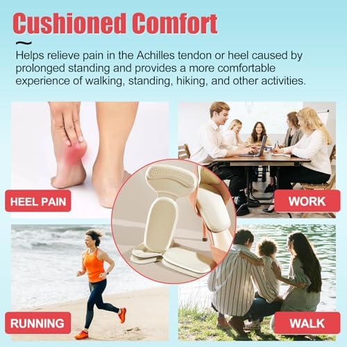 Plantillas PHIXBEAR para Zapatos Grandes y Sueltos, Alivio del Dolor, Anti-deslizantes y Ampollas, Inserciones de Cojín para Ajustar Calzado (4 - imagen 3