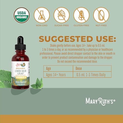 Extracto Líquido de Hoja de Melisa MARYRUTH'S Organics | Apoyo al Ánimo | Relajación | Herbal Nervino | Tinte de Melisa | Orgánico USDA | Vegano | - imagen 3